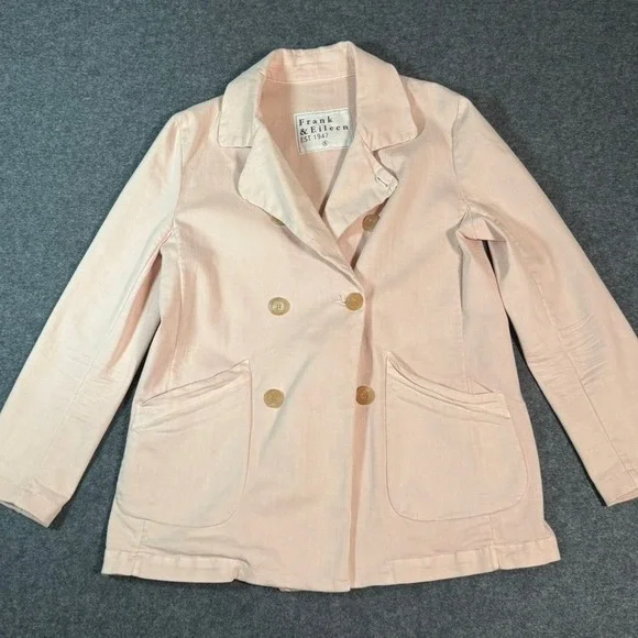 Frank & Eileen Belfast Pink Cotton Blend Double Breasted Blazer Jacket Womens S - Picture 2 of 12